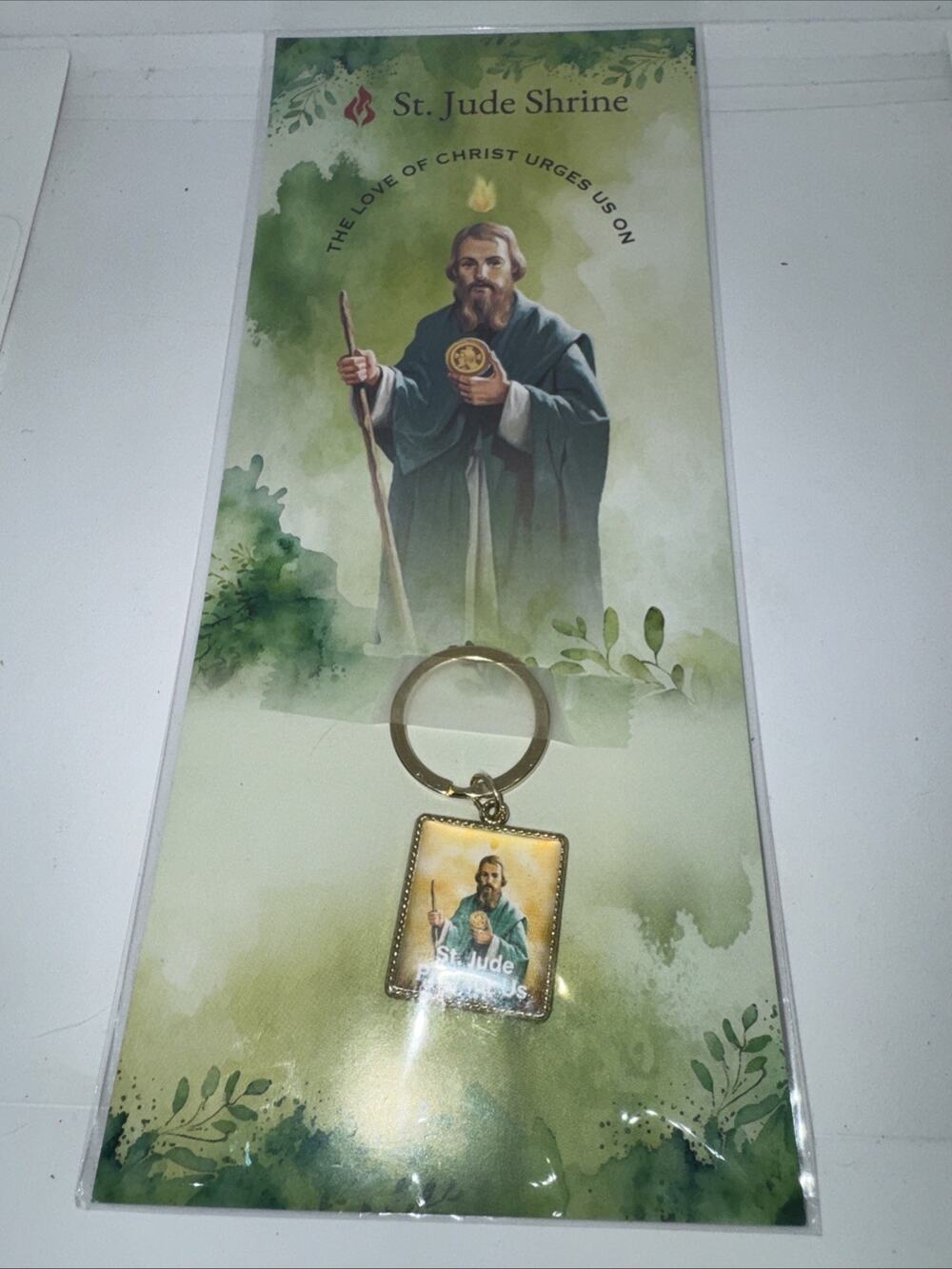 Saint St Jude medal keychain prayer card patron hope Impossible cases- Sealed